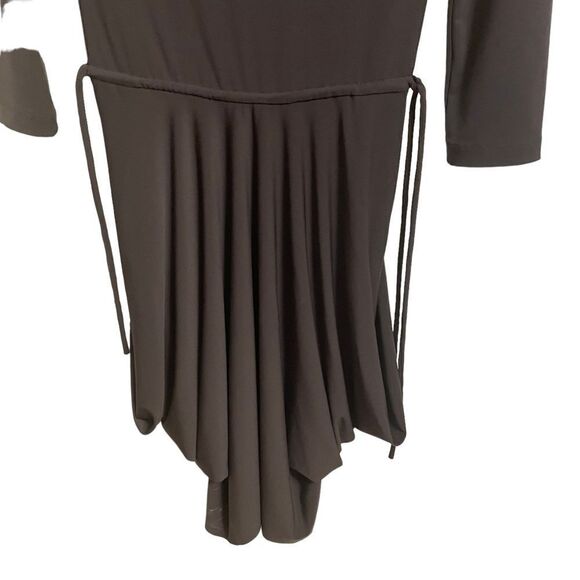 Veronque Miljovitch Grey Asymmetric Jersey Knit Long Sleeve Cowl Neck Dress XS - Picture 2 of 7